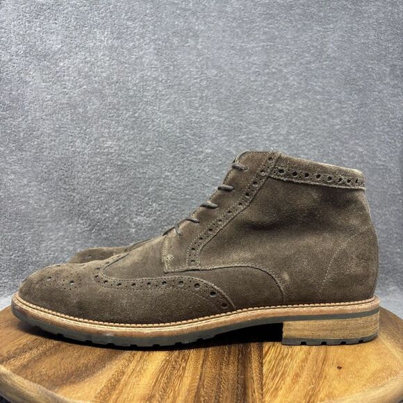 ECCO Vitrus Wing Tip Boot Brown Suede Leather Men\'s 11 WIDE Lace Up Dress Shoe main image 4